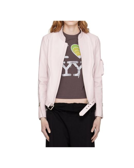 OPEN YY Pink Radius Leather Jacket