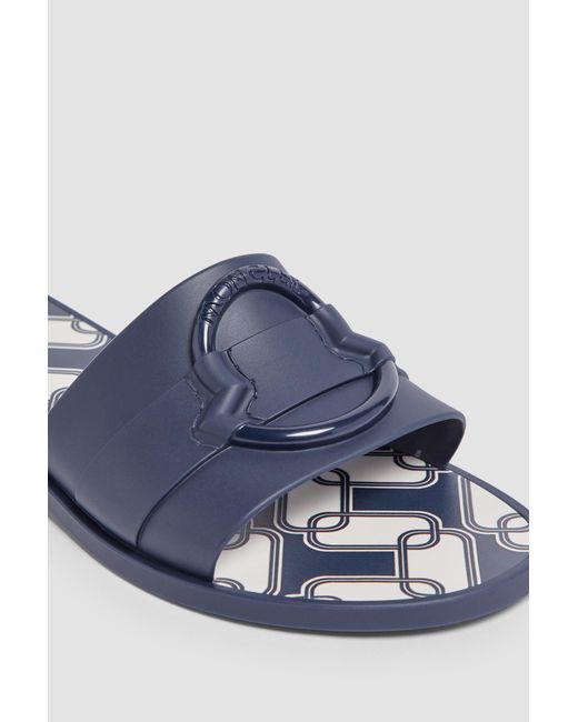 Moncler Blue Patterned Slip-On Slides