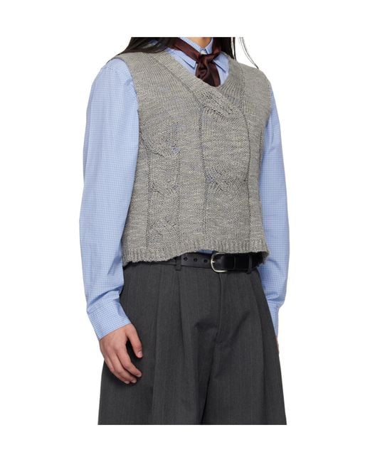 Our Legacy Gray Link V-Neck Knitted Vest for men