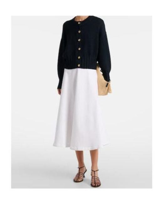 Altuzarra White Varda Cotton-Blend Midi Skirt
