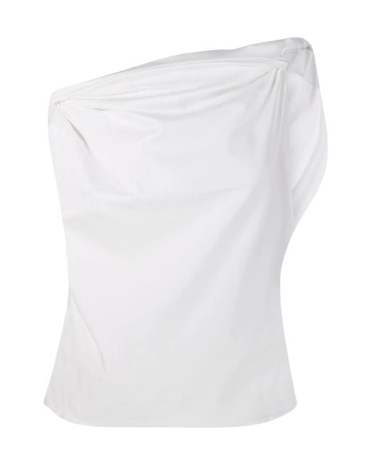 Rohe White Draped Strapless Top