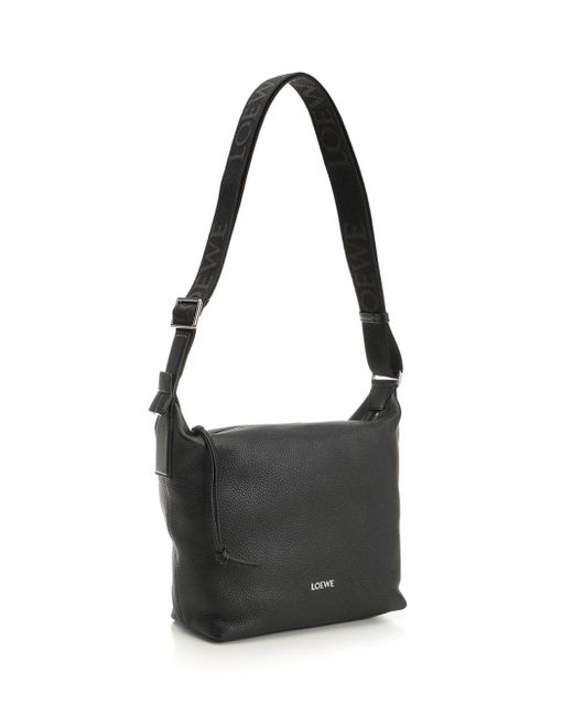 Loewe Black Cubi Logo Embossed Small Crossbody Bag for men