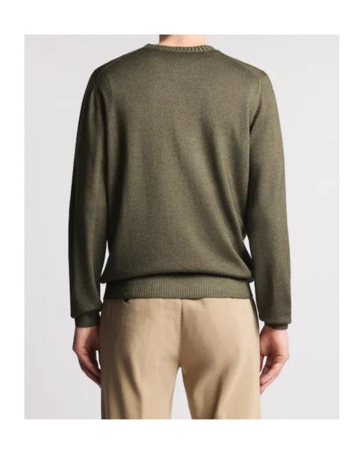 Fay Green Ribbed Crew Neck Knitwear for men