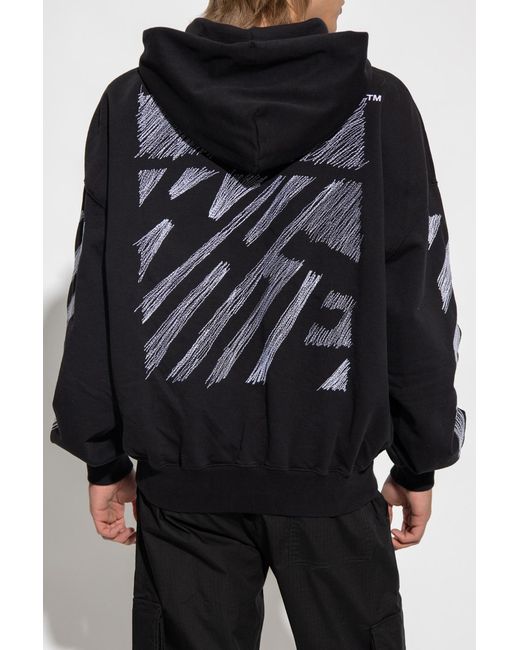 Off-White c/o Virgil Abloh Blue Logo Detailed Drawstring Hoodie for men