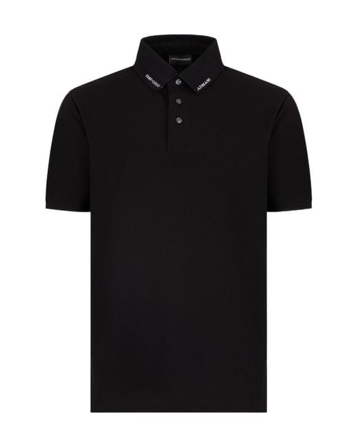 Emporio Armani Black Polo Shirt With Logo Collar for men