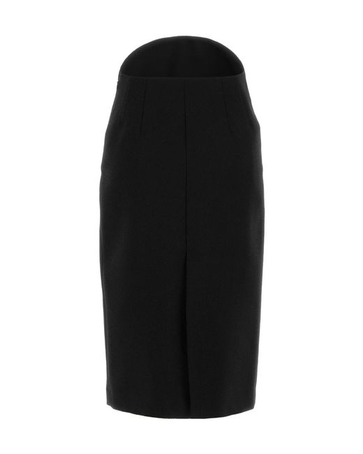 Jil Sander Black Wool Sablé Skirt