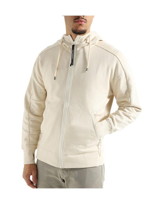 C P Company Natural Goggles-Detail Zipped-Up Hoodie for men