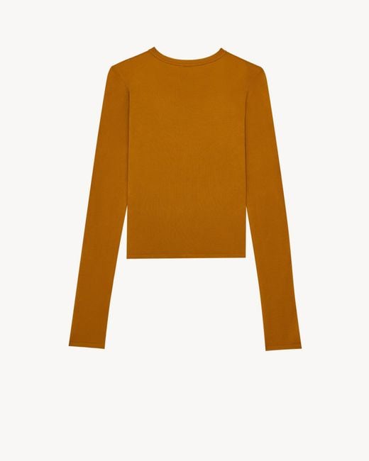 Saint Laurent Brown Cassandre Crewneck Knitted Top
