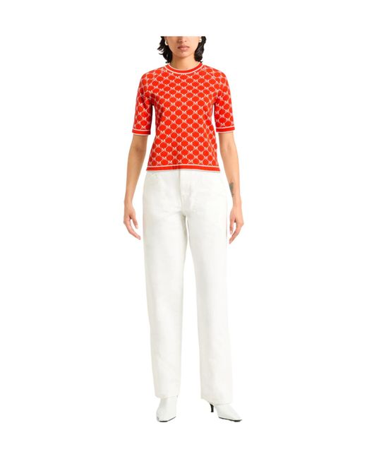 Max Mara Red Lightweight Knitted Short Sleeve Top