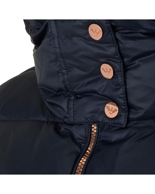 EA7 Blue Logo Hooded Down Jacket