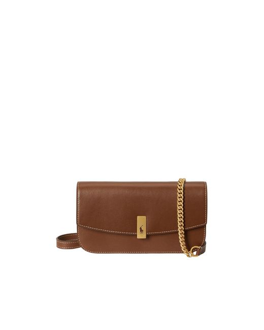 Polo Ralph Lauren Brown Smooth Leather Crossbody Bag