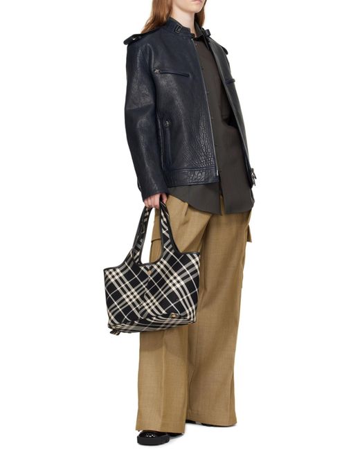 Burberry Black Nova Checked Top Handle Bag