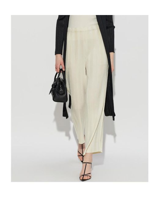 Issey Miyake Natural Plissé-Effect Trousers