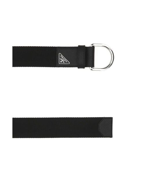Prada White Logo Plaque Woven Belt for men