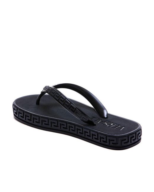 Versace Blue Greca-Motif Flip Flops