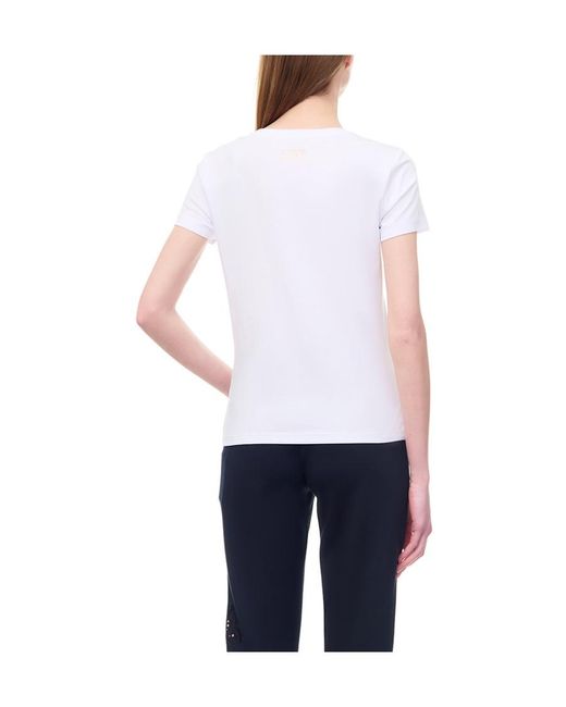 EA7 White Item O-Neck Short-Sleeved T-Shirt