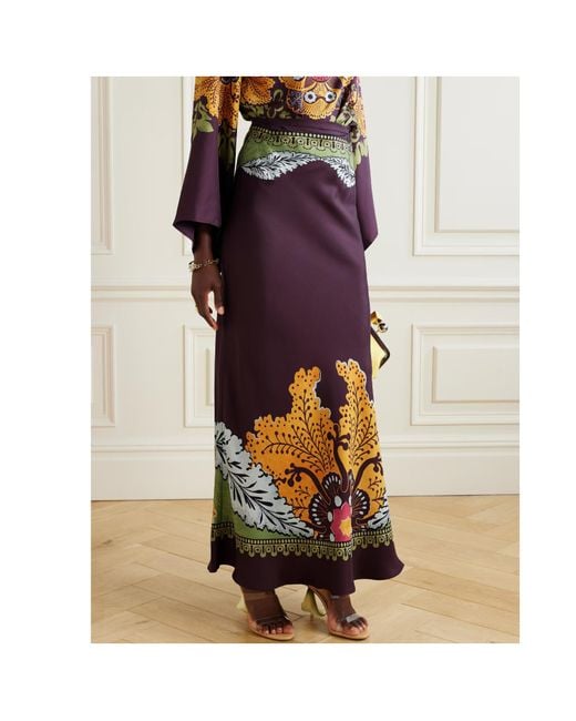 LaDoubleJ Purple Place-Print Maxi Skirt