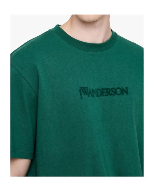 J.W. Anderson Green Jw Anderson Flocked-Logo Crewneck T-Shirt for men