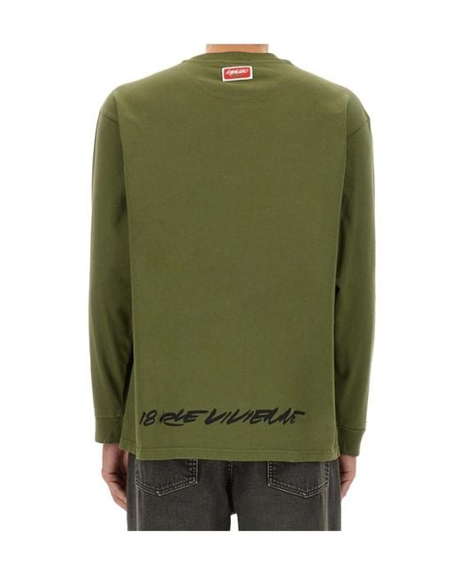 KENZO Green Logo Printed Long-Sleeve T-Shirt for men