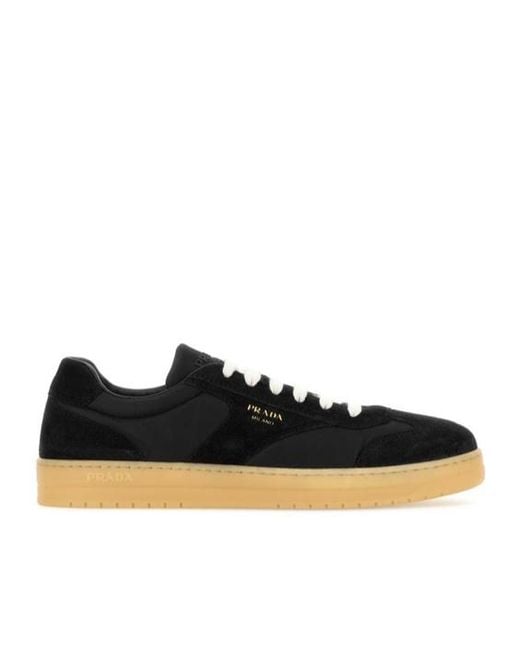 Prada Black Round-Toe Lace-Up Sneakers for men