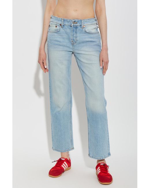 Re/done Blue Slim Straight Cropped Jeans
