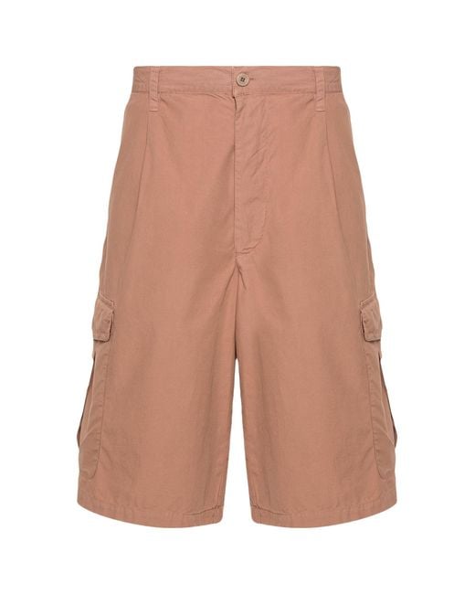 Emporio Armani White Logo Patch Cargo Shorts for men