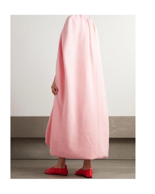Jil Sander Pink Cape-Effect Draped Wool-Blend Coat