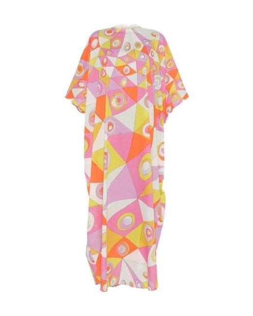 Emilio Pucci Pink Pucci Geometric Print Kaftan Dress