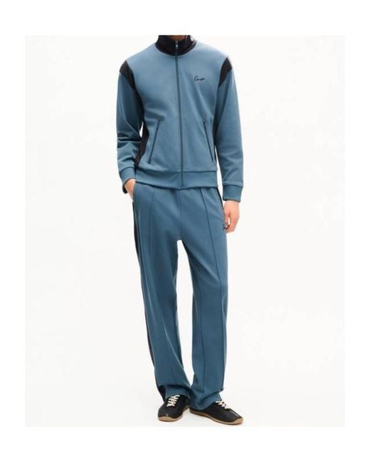 KENZO Blue Logo Zip-Up Sweatshirt for men