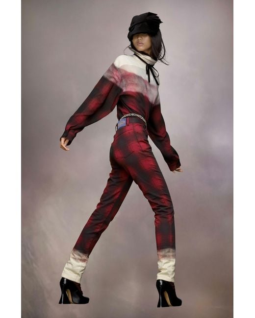 Maison Margiela Red Pendleton Checked Skinny Pants