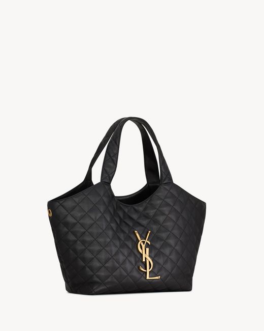Saint Laurent Black Icare Quilted Nappa Leather Tote