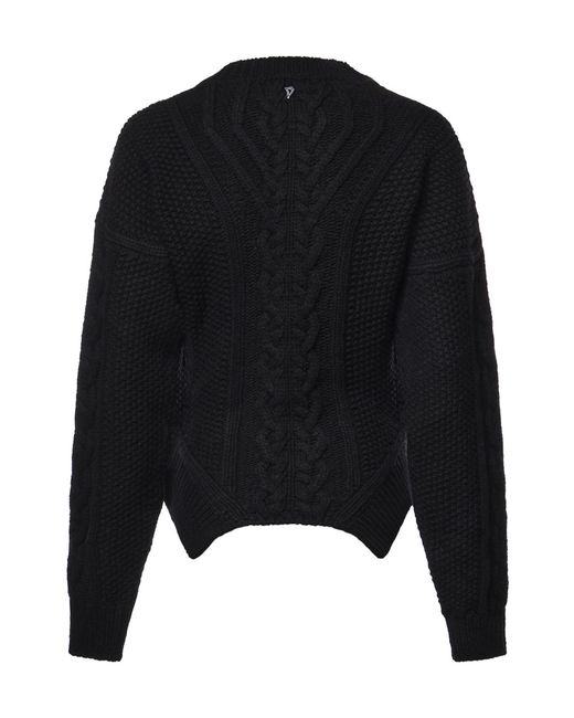 Dondup Black Cable-Knit Wool Sweater