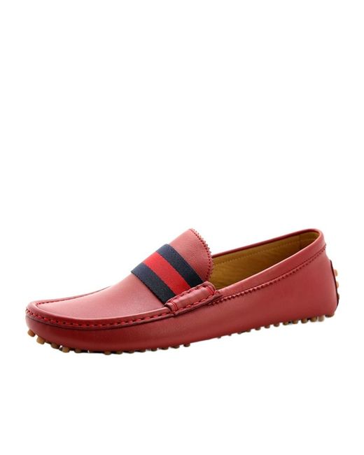 Gucci Red Stripe Detailed Slip-On Driving Loafers for men