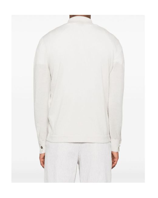 Eleventy White Button-Down Wool Shirt for men