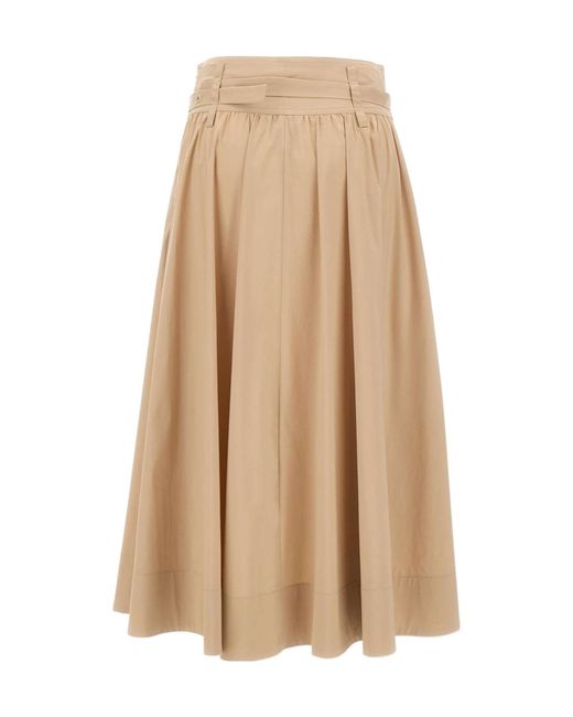 Liu Jo Natural Pleated Belted Midi Skirt