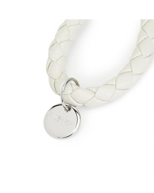 Bottega Veneta White Woven Design Key Chain