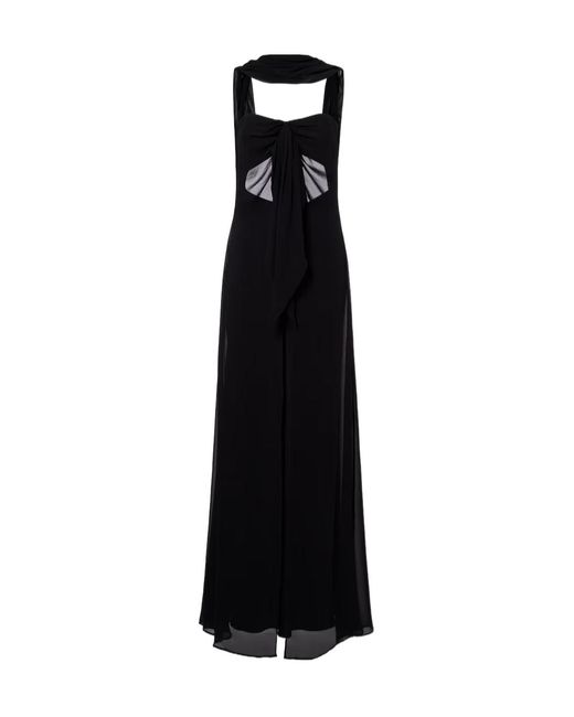 Christopher Esber Black Reverse Draped Silk Gown