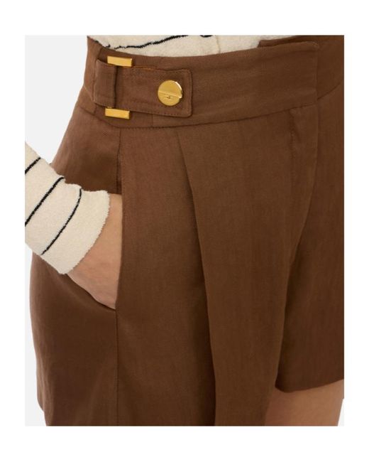 Elisabetta Franchi Brown Pleated Shorts