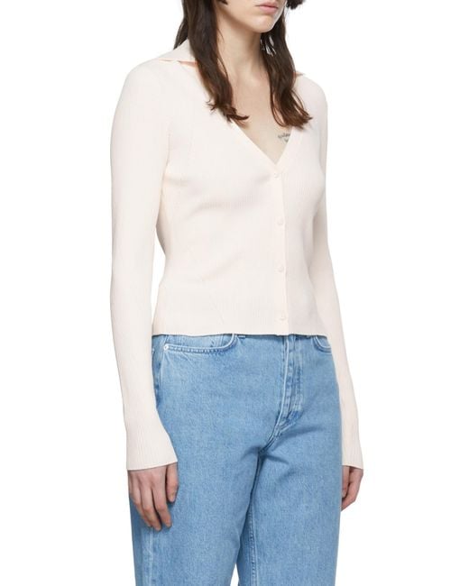 Rag & Bone White Ribbed Knitted Cardigan