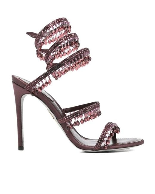Rene Caovilla Pink Round-Toe High-Heeled Sandals