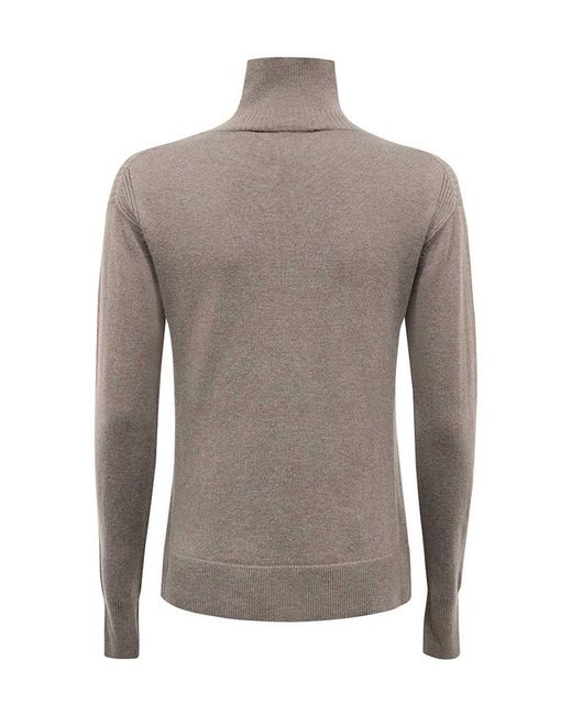 Yves Salomon Gray High-Neck Sweater