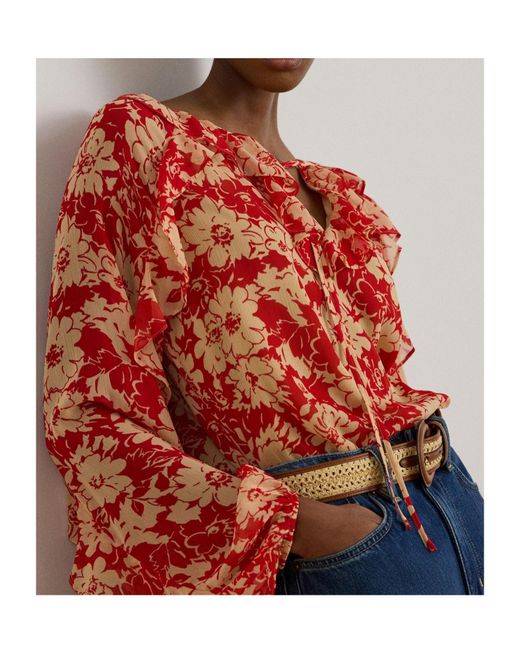 Ralph Lauren Red Long Sleeve Blouse