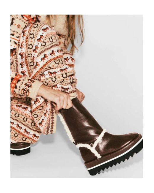 Stella McCartney Brown Platform Wedge Snow Boots