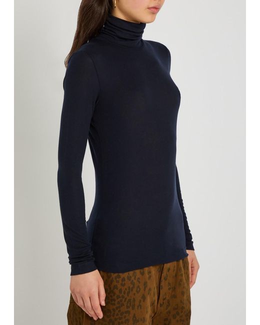 Agolde Blue Pascale Turtleneck Stretch-Lyocell Top