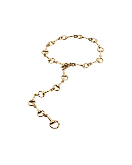Gucci Blue Horsebit Lariat Necklace