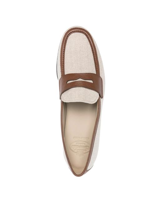 Church's White Panelled Leather-Trim Loafers for men
