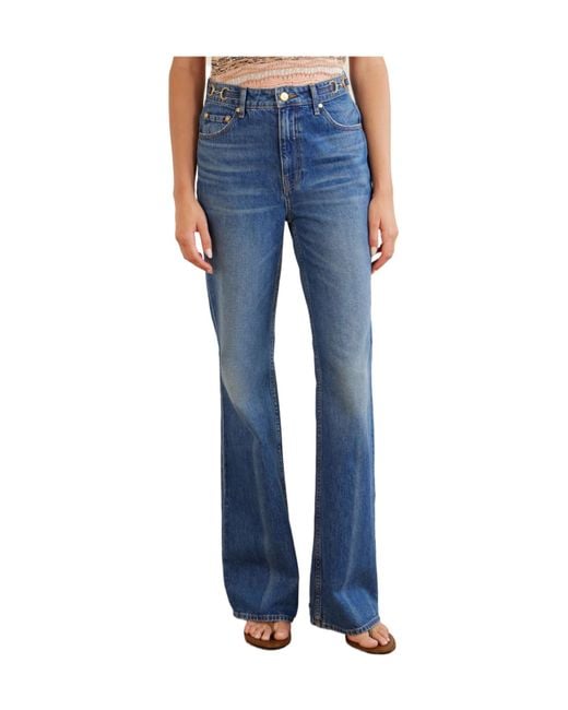 Ulla Johnson Blue High-Rise Straight-Leg Jeans