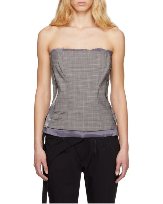 OTTOLINGER Gray Plaid-Check Corset
