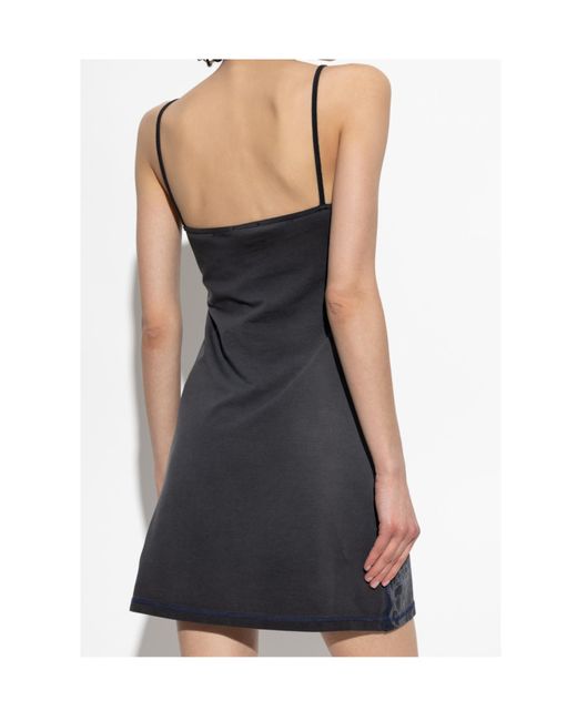 DIESEL Black D-Longy Metallic-Print Slip Dress
