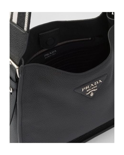 Prada Black Leather Hobo Bag